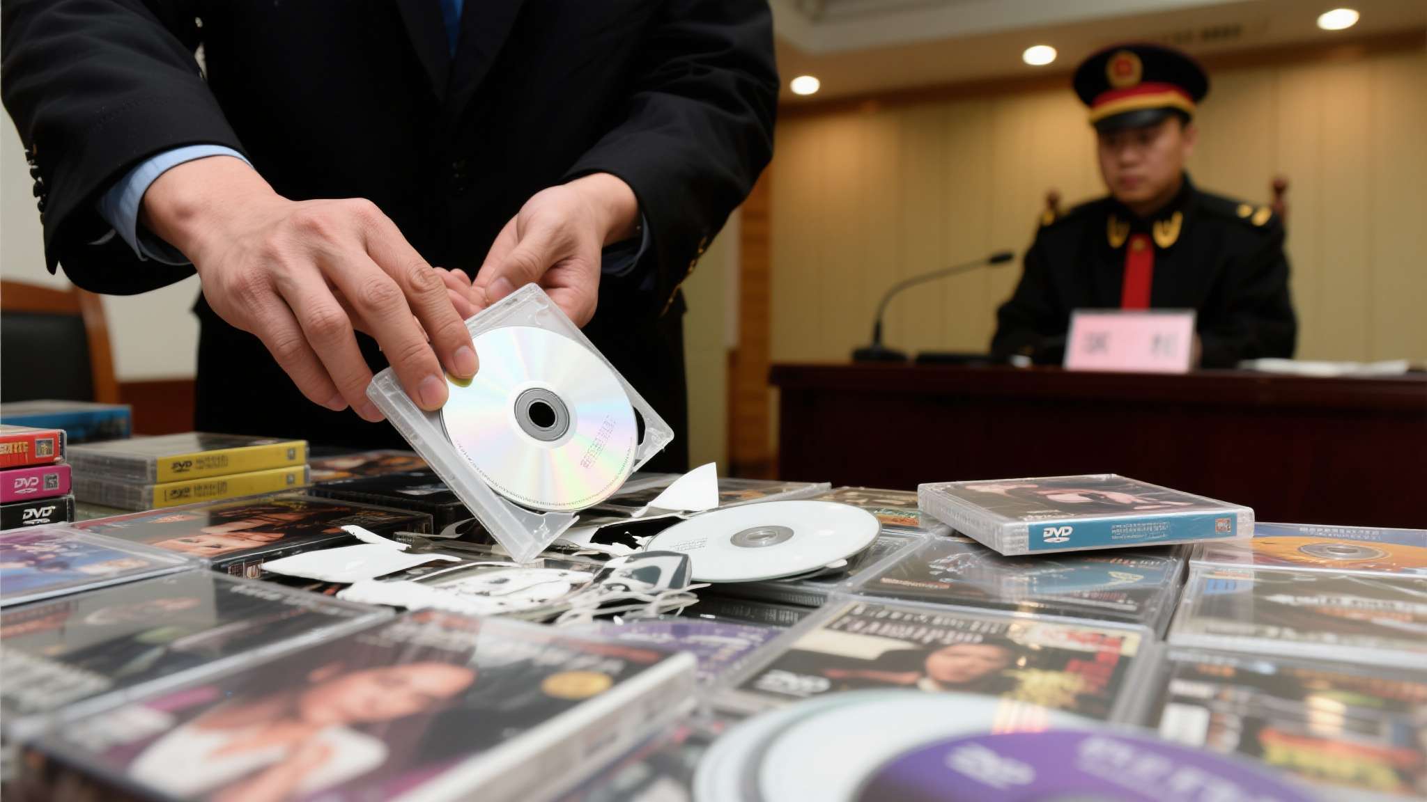 案例一： 某男子将淫秽光碟拆散后夹藏在普通DVD包装中入境，共计逾百张，被判处有